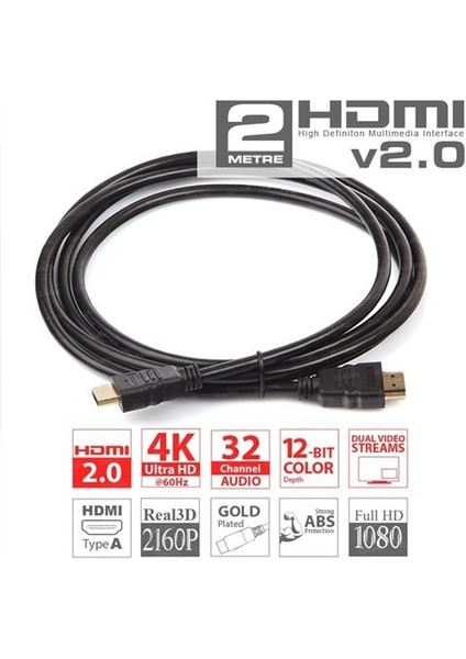 Dark V2.0 2mt 4K 3D Ağ Destekli Altın Uçlu HDMI Kablo