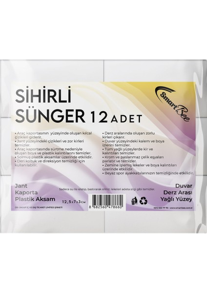 Melamin Sihirli Sünger Büyük Boy (12 Adet)