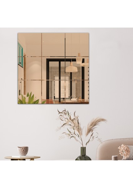 Ayna | Bronz Ayna | Kare Kanallı - Kare Ayna | 60cm x 60cm modelleri