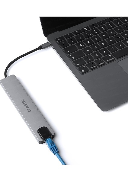 USB 3.1 Type-C 8 In 1 Ethernet / HDMI / Tf Sd Kart Okuyucu / USB 3.0 - USB 2.0 / Usb-C & Usb-C Pd Dönüştürücü Çevirici Hub (DK-AC-U31X40)