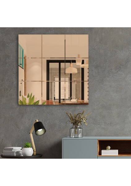 Ayna | Bronz Ayna | Kare Kanallı - Kare Ayna | 60cm x 60cm