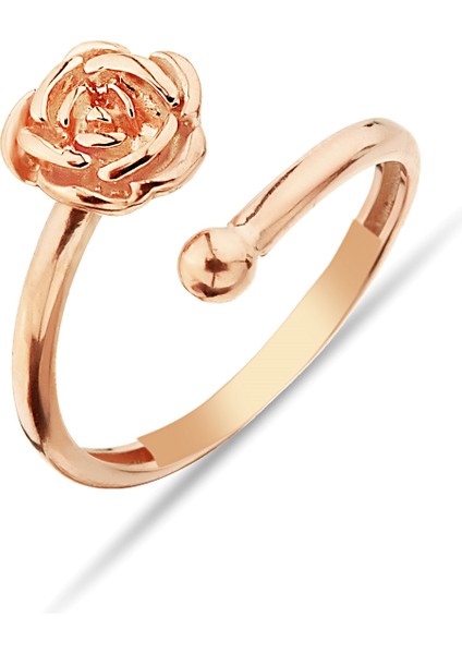 925 Ayar Gümüş Gül Figürlü Rose Yüzük - Y016001