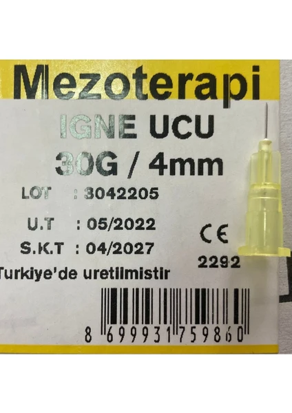 Mezoterapi Iğnesi 30G 4MM250ADET