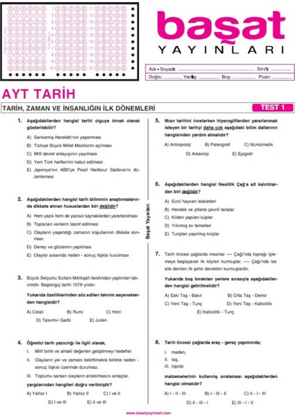 Ayt Tarih Çek Kopar Test