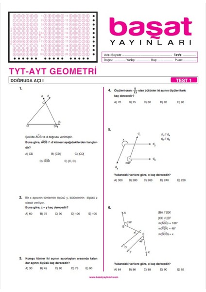 Tyt-Ayt Geometri Çek Kopar Test