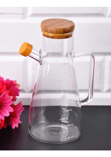 Borosilikat Cam Bambu Kapaklı Yağlık Sirkelik 900 ml