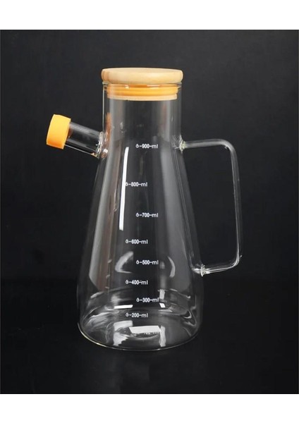 Borosilikat Cam Bambu Kapaklı Yağlık Sirkelik 900 ml