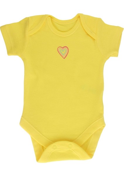 Kız Bebek %100 Pamuk Kalp ve Gökkuşağı Desenli Çok Renkli 7'li Bodysuit / Zıbın