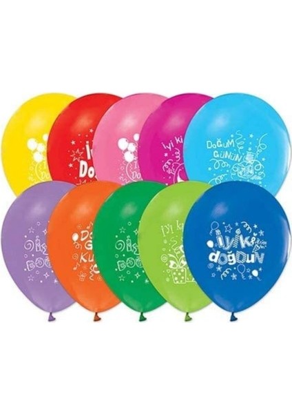 Happy Birthday Iyiki Doğdun Baskılı Karışık Renk Balon 20 Adet
