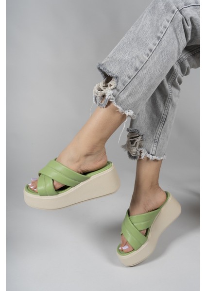 Yeşil Kadın Yüksek Topuklu Terlik 00121808
