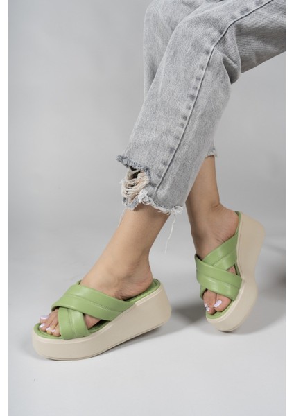Yeşil Kadın Yüksek Topuklu Terlik 00121808 fiyatları