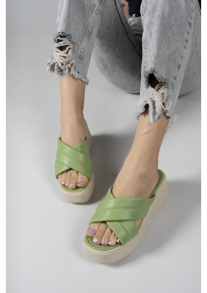 Yeşil Kadın Yüksek Topuklu Terlik 00121808 fırsatları