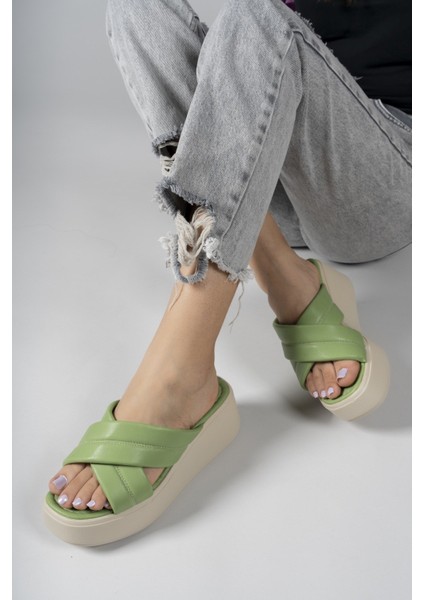 Yeşil Kadın Yüksek Topuklu Terlik 00121808 indirimleri