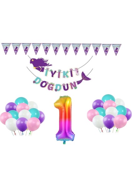 Deniz Kızı 1 Yaş Doğum Günü Parti Seti