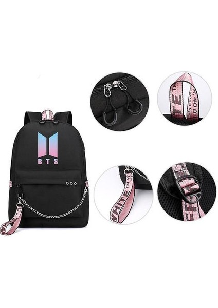 Bts Sırt Çantası Sevimli USB Şarj Okul Çantası (Renk-7) (Yurt Dışından)