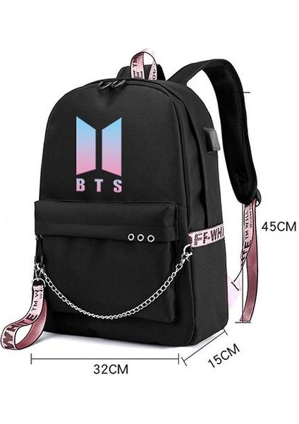 Bts Sırt Çantası Sevimli USB Şarj Okul Çantası (Renk-7) (Yurt Dışından)