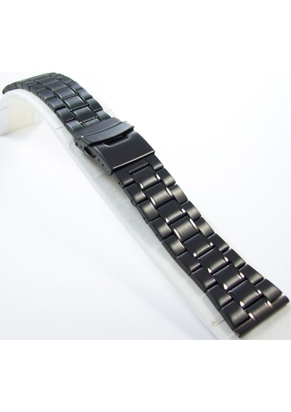 24MM Siyah Metal Saat Kordonu Çelik Kolçak 1.kalite Kayış Şeritli