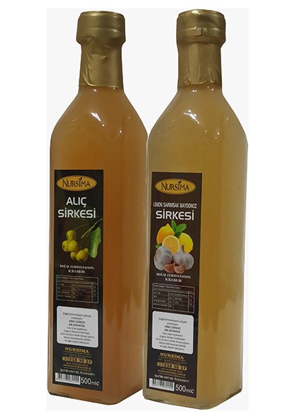 Alıç Sirkesi 500 ml + Limon Sarımsak Maydanoz Sirkesi 500 ml Cam Ambalaj