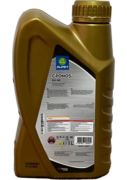 Cronos 5W-30 (Sl/cf) 1 Lt Motor Yağı ( Üretim Yılı: 2022 )