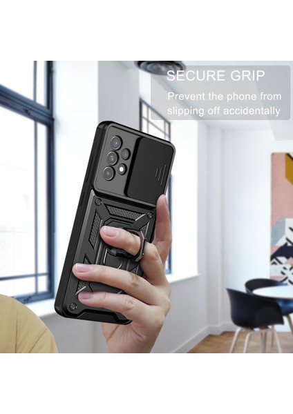 Samsung Galaxy A23 4g Kılıf Lens Sürgülü Yüzüklü Tank Armor Military Silikon Pars