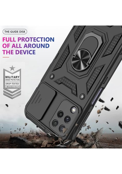 Samsung Galaxy M33 Kılıf Lens Sürgülü Yüzüklü Tank Armor Military Silikon Pars fiyatları