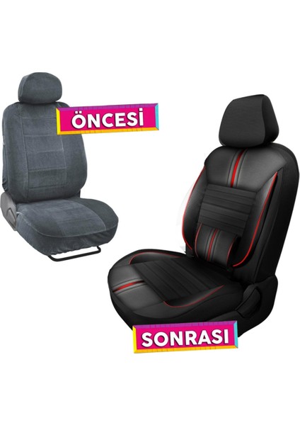 Nice Shop Hyundai Elantra Uyumlu Koltuk Kılıfı Titan Serisi Deri - Kırmızı