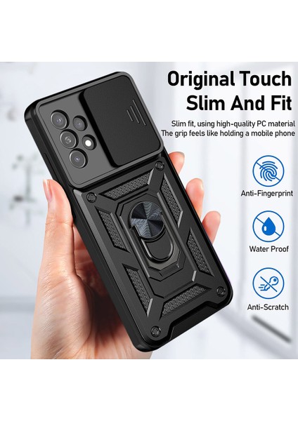Samsung Galaxy A23 4g Kılıf Lens Sürgülü Yüzüklü Tank Armor Military Silikon Pars