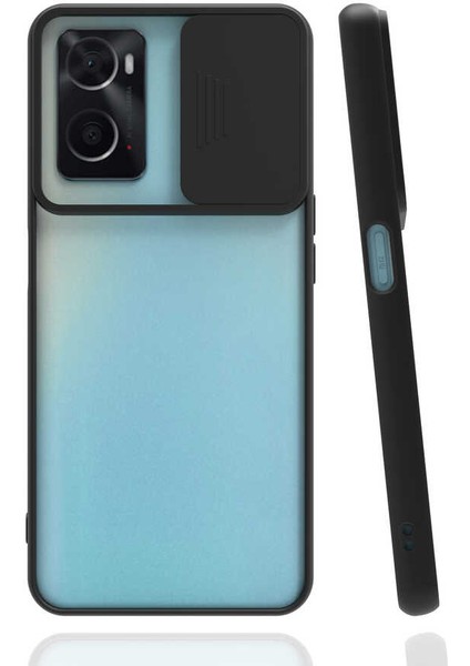 Oppo A76 Kılıf Lens Sürgülü Kamera Korumalı Silikon