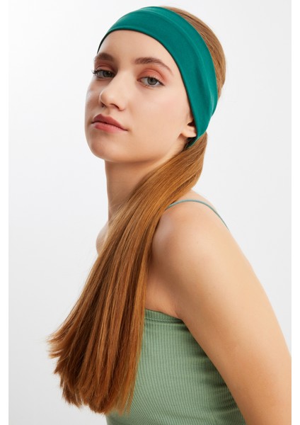 Zümrüt Yeşil Kadın Pamuklu Penye, Kaymaz, Terletmez, Ultra Hafif, Spor Saç Bandı Bandana fırsatları