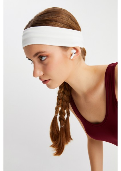 Beyaz Kadın Pamuklu Penye, Kaymaz, Terletmez, Ultra Hafif, Spor Saç Bandı Bandana modelleri