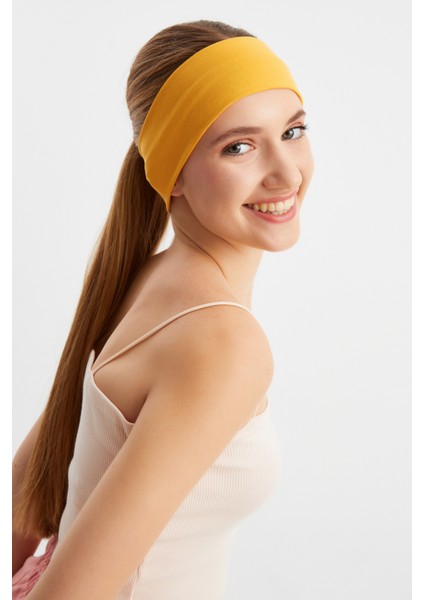 Hardal Kadın Pamuklu Penye, Kaymaz, Terletmez, Ultra Hafif, Spor Saç Bandı Bandana