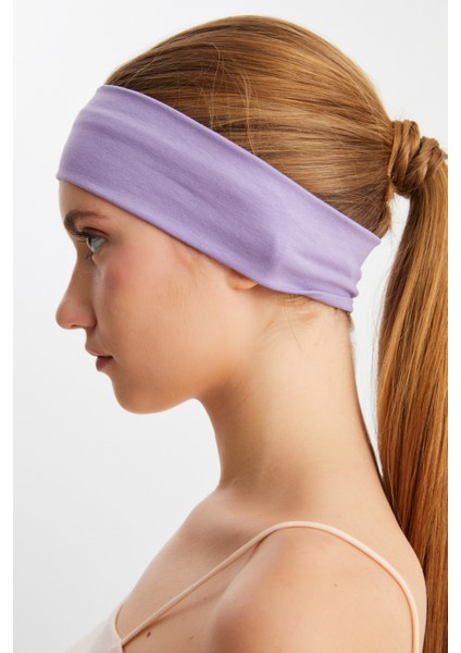 Lila Kadın Pamuklu Penye, Kaymaz, Terletmez, Ultra Hafif, Spor Saç Bandı Bandana fırsatları