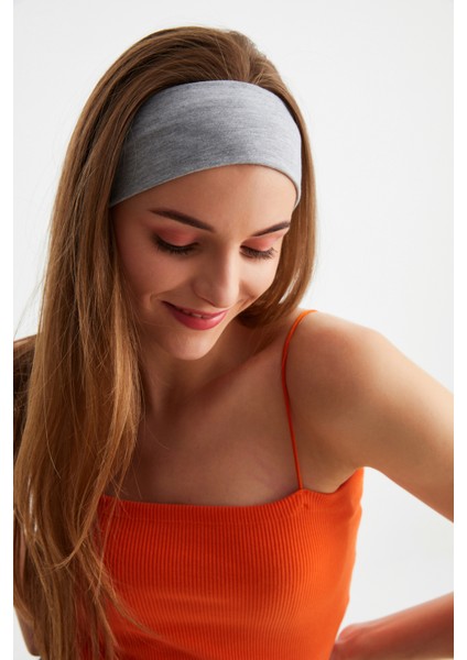 Açık Gri Kadın Pamuklu Penye, Kaymaz, Terletmez, Ultra Hafif, Spor Saç Bandı Bandana modelleri