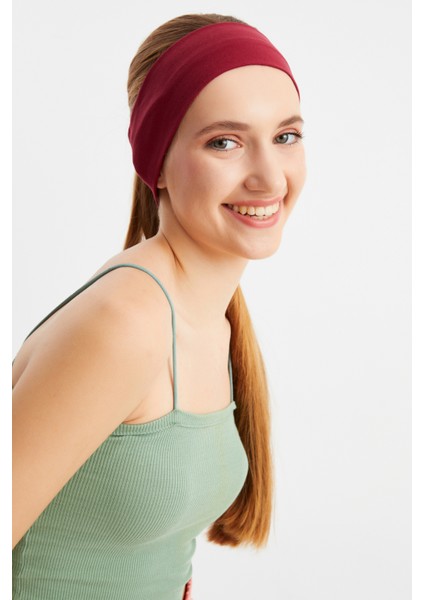 Bordo Kadın Pamuklu Penye, Kaymaz, Terletmez, Ultra Hafif, Spor Saç Bandı Bandana fiyatları