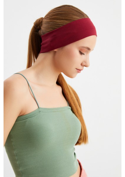 Bordo Kadın Pamuklu Penye, Kaymaz, Terletmez, Ultra Hafif, Spor Saç Bandı Bandana modelleri