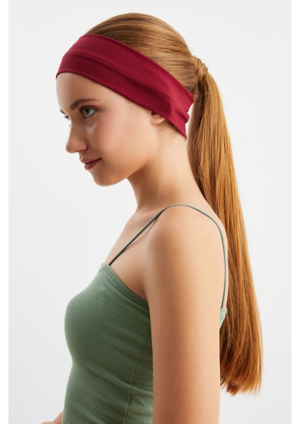 Bordo Kadın Pamuklu Penye, Kaymaz, Terletmez, Ultra Hafif, Spor Saç Bandı Bandana fırsatları
