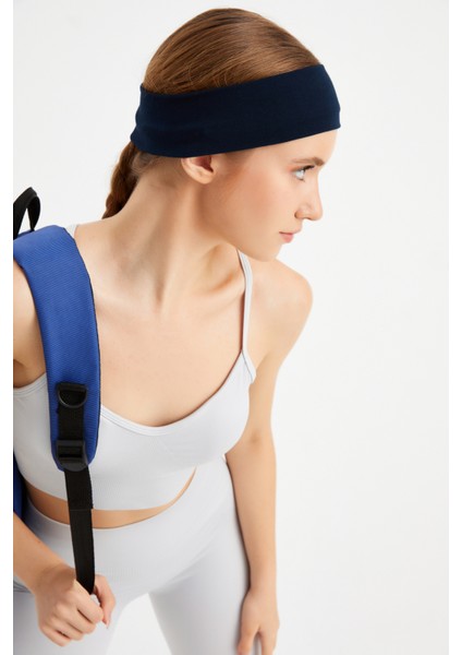 Lacivert Kadın Pamuklu Penye, Kaymaz, Terletmez, Ultra Hafif, Spor Saç Bandı Bandana indirimleri