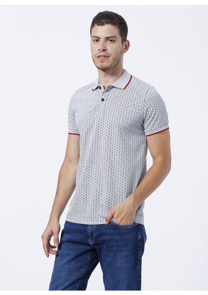 Lee Cooper Desenli Gri Melanj Erkek Polo T-Shirt 222 Lcm 242059 Andy