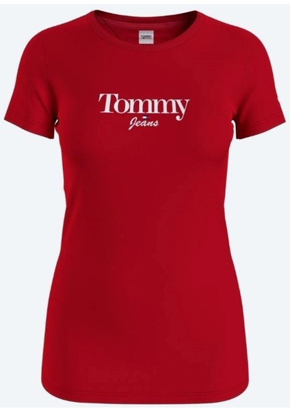 Tommy Jeans Bisiklet Yaka Kırmızı Kadın T-Shirt DW0DW13696XNL Kırmızı T-Shırt