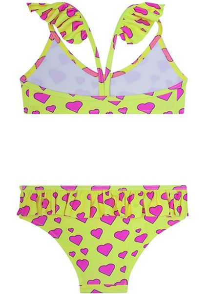 Çok Renkli Kız Çocuk Bikini Takım SM22110241 Neon Hearts Bikini fiyatları
