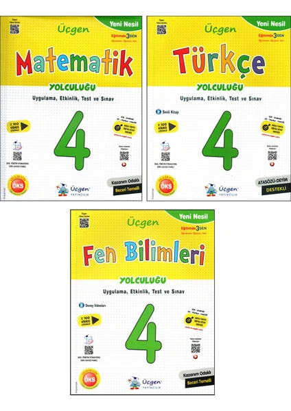 Üçgen Yayıncılık 4. Sınıf Yeni Nesil Matematik+Türkçe+Fen Yolculuğu 3 Kitap