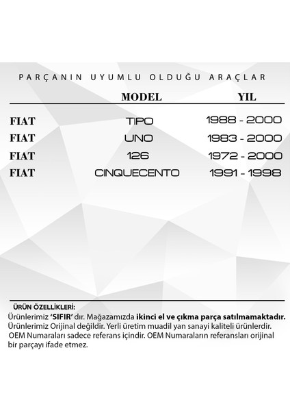 Fiat Tipo, Uno Için Çamurluk Sinyal Lambası