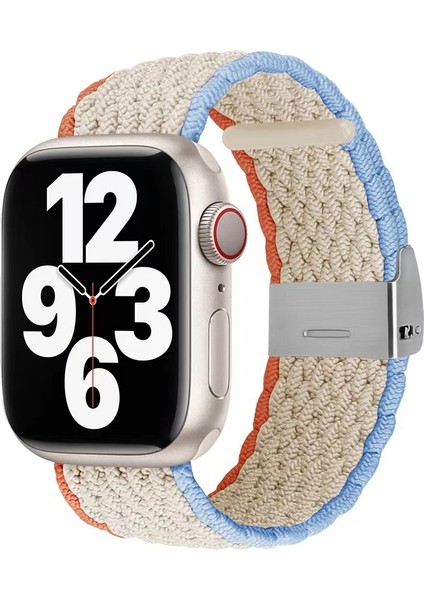 I Watch 7 41MM / 40MM / 38MM Için Örgü Kayış - Bej / Mavi (Yurt Dışından)