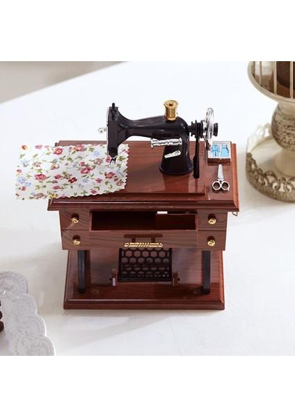 Mini Dikiş Makinesi Plastik Masa Masası Dekorasyonu Müzik Kutusu (Yurt Dışından) modelleri