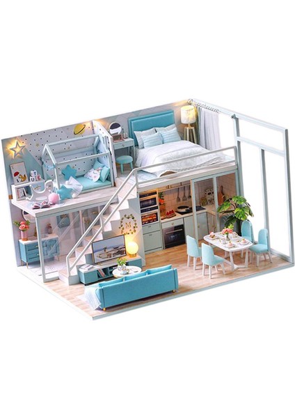 Dıy Diorama Dollhouse Ahşap Minyatür Mobilya Kiti, 1/24 Apartman Evi (Yurt Dışından)