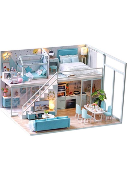 Dıy Diorama Dollhouse Ahşap Minyatür Mobilya Kiti, 1/24 Apartman Evi (Yurt Dışından)