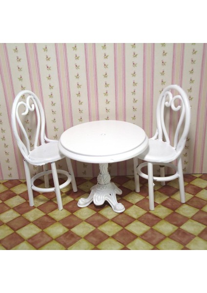 1/12 Ölçekli Dollhouse Aksesuarları Beyaz Yemek Masası Sandalyeleri Model Mobilya Oyuncaklar (Yurt Dışından) modelleri