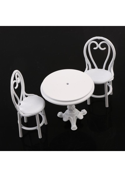 1/12 Ölçekli Dollhouse Aksesuarları Beyaz Yemek Masası Sandalyeleri Model Mobilya Oyuncaklar (Yurt Dışından) fırsatları