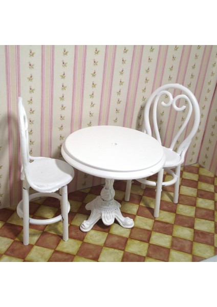 1/12 Ölçekli Dollhouse Aksesuarları Beyaz Yemek Masası Sandalyeleri Model Mobilya Oyuncaklar (Yurt Dışından) indirimleri