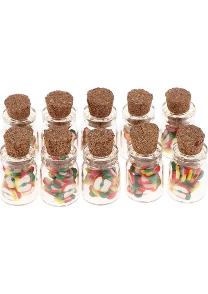 10 Adet Cork ile Cam Kavanoz, 1:12 Ölçekli Dollhouse Minyatür Gıda Modeli Cips (Yurt Dışından)